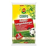 COMPO Rasen-Langzeitdünger, 3 Monate Langzeitwirkung, Rasendünger, Feingranulat, 20 kg, 800 m²